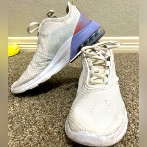 NIKE airmax white with purple and red accent sneakers